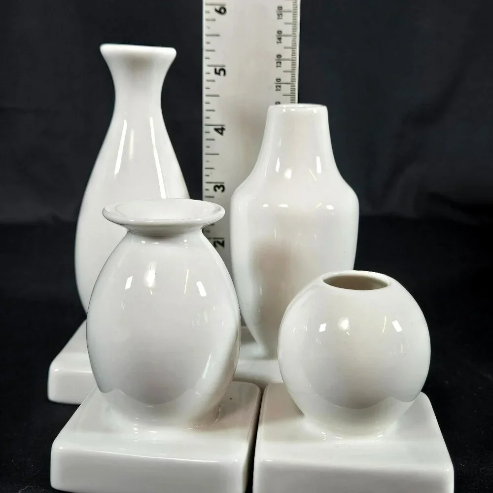 IKEA KRINGGA Modernist Ceramic Vases Set of 4 White New Boxed Pottery Sculptural